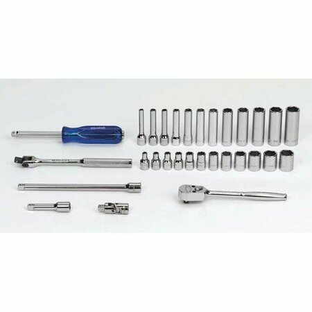 WILLIAMS Socket/Tool Set, 30 Pieces, 6-Point, 1/4 Inch Dr JHWMSM30HFTB